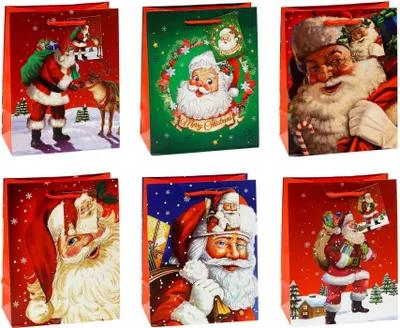 Produktbild von TSI 12er Set Geschenktüten mittel 23x18x10 cm Weihnachten WEIHNACHTSMANN