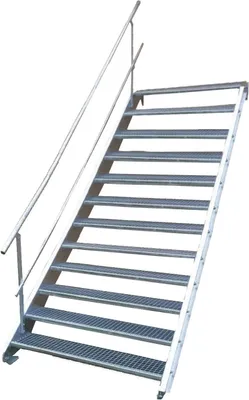 Produktbild von Tailor Made Metal Stahltreppe, Breite 70cm, Höhe 180-240cm, 12 Stufen, einseitiges Geländer, Stahl S 235, Außenbereich, Gewerbe, Industrie