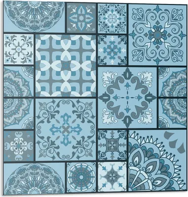Immagine prodotto di Motivo a mosaico geometrico - Autoadesivo - Rivestimenti murali - Decorazioni murali - Pannelli murali decorativi - Pannelli murali 3D - Design murale autoadesivo - 4 pezzi 50 x 50 cm