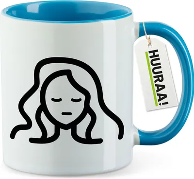 Produktbild von Huuraa Kaffeetasse Jungfrau Sternzeichen Symbol 330ml Blau Keramik Kaffeebecher Geschenkidee