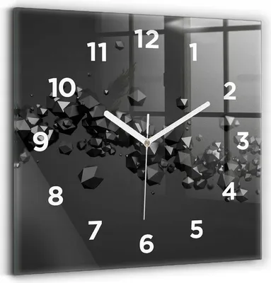 Produktbild von Dekorative geräuschlose Glasuhr Schwarz Abstraktion 30x30