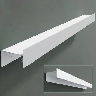 Produktbild von Mai & Mai Wandgarderobe mit Ablage und 8 Haken, Garderobenleiste mit versteckten Kleiderhaken, Kleiderstange Wandmontage 80cm, Sandweiß Stalo-11
