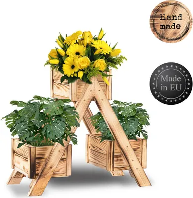 Produktbild von Blumenleiter Pflanzentreppe Blumenregal Blumenständer Blumenbank Holz 42x22x47cm