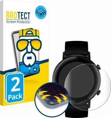 Produktbild von 2x BROTECT Fullscreen Schutzfolie für Huawei Watch GT 2 (42 mm) Displayschutz Folie Fullcover Klar Transparent