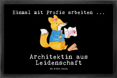 Produktbild von Mr. & Mrs. Panda Schmutzmatte Architektin Leidenschaft 40 x 60 cm - Schwarz - Geschenk, Schmutzfänger, Witzig, Schmutzfangmatte, Architekturbüro, Spruch, Türmatte, Lustig