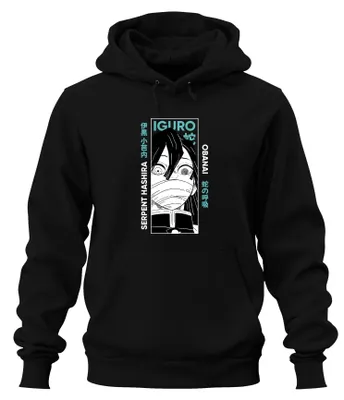 Zdjęcie produktu dla Iguro Obanai Serpent Hashira Demon Hunter Anime Gift Japan Y2K Streetwear Uni  Bluza z kapturem, Czarny, 3XL