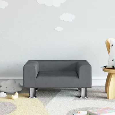 Image de The Living Store canapé pour enfants gris foncé 50x40x26.5 cm velours