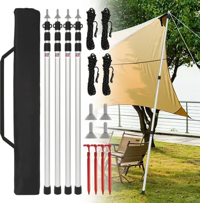 Immagine prodotto di Fiqops 4x palo telescopico per tenda palo per telo 87-234cm