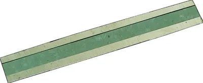 A long, thin metal blade with a green strip down the middle, presented on a white background.