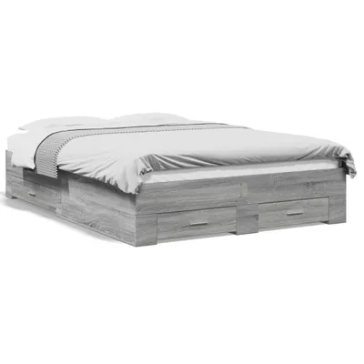 Produktbild von vidaXL Bettgestell mit Schubladen Grau Sonoma 120x200 cm Holzwerkstoff
