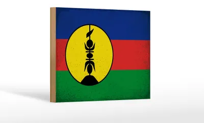 Produktbild von Holzschild Flagge Neukaledonien 18x12 cm Flag Vintage Dekoration