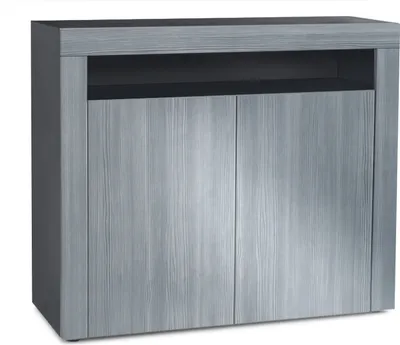 Produktbild von Vladon Kommode Valencia,  Germany, Sideboard mit 2 Türen und 1 offenem Fach, Schwarz matt/Avola-Anthrazit/Avola-Anthrazit (108 x 92 x 40 cm)