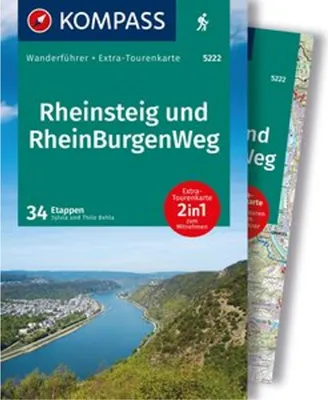 Produktbild von KOMPASS Wanderführer Rheinsteig RheinBurgenWeg, 34 Etappen mit Extra-Tourenkarte