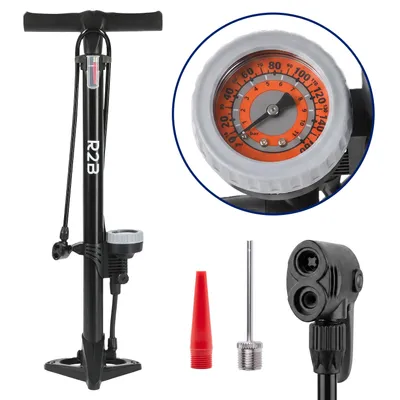 Productafbeelding van R2B Fietspomp met Drukmeter - 11 Bar - Presta Dunlop Schrader