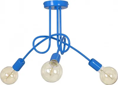 Produktbild von Edison Deckenbeleuchtung Lampen Deckenlampen - Deckenlampe Industrial für Wohnzimmer Schlafzimmer und Esszimmer aus Metall  - Pendelleuchte 3-Flammig - Blau