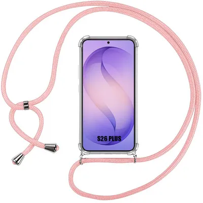Image de Coque pour Samsung Galaxy S26 Plus, Protection Anti-Rayure Transparente TPU avec Cordon Rose