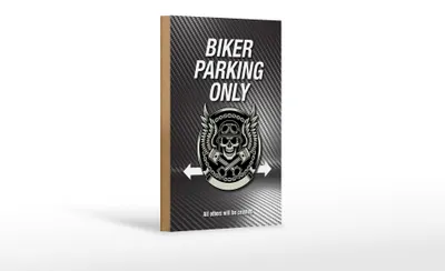 Produktbild von Holzschild Spruch 12x18cm Biker parking only all others