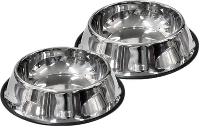 Produktbild von scarlet pet | Hundenapf »Bowl« mit Rutschsicherung; Edelstahl mit Gummirand; für Wasser oder Futter; in diversen Größen; einzeln oder Paar, Größe:30 cm, Farbe:Edelstahl 2 Stück