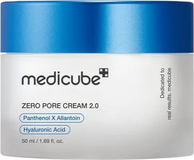 Produktbild von Medicube Zero Pore Cream 2.0 – Porenverfeinernde Gesichtscreme mit Glykolsäure, Panthenol & Hyaluronsäure für Mischhaut, fettige Haut, 50 ml