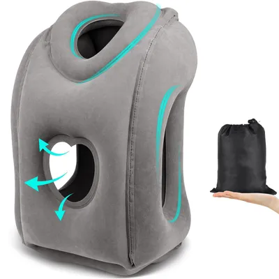 Produktbild von Reisekissen,Nackenkissen Flugzeug Aufblasbar, Faltbar Tragbar Komfortabel Travel Pillow, Stützt den Kopf und schützt die Halswirbelsäule Nackenkissen