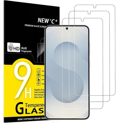Immagine prodotto di Vetro protettivo per Samsung Galaxy S25 da 6,2 pollici, confezione da 3 pezzi, durezza 9H, pellicola protettiva HD, resistente ai graffi, oleorepellente