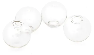 Produktbild von Vintageparts durchsichtige Hohlperlen aus Glas zum Befüllen Kugel 18 mm für Erinnerungsschmuck, 4 Stück