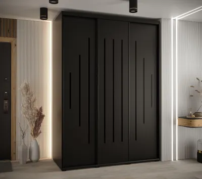 Obrázok produktu pre Šatníková skriňa YVONA 12 - 180/60 cm, čierna / čierna