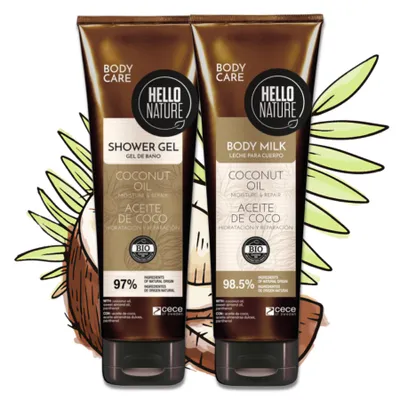 Produktbild von Kokosnussöl Kokosöl Körperpflege Set Duschgel + Body Milk BIO Vegan Naturkosmetik