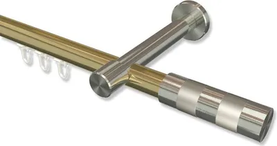 Produktbild von Interdeco Innenlaufstange, Gardinenstange mit Innenlauf Messing-Optik / Edelstahl-Optik Modell Prestige Mavell, 20 mm Ø 1-läufig, 180 cm
