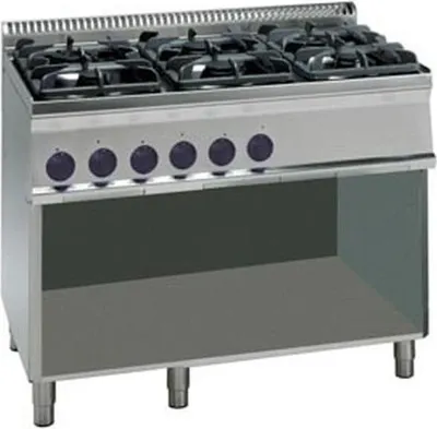 Produktbild von KBS Gasherd 30kW 6 Brenner offener Unterbau 1050x700x850 mm Pilotflamme
