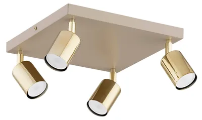 Produktbild von KAR-LIGHTING Deckenstrahler 4‑flammig Gold, Metall – eckiger Spot für Esszimmer, Wohnzimmer, Küche | GU10