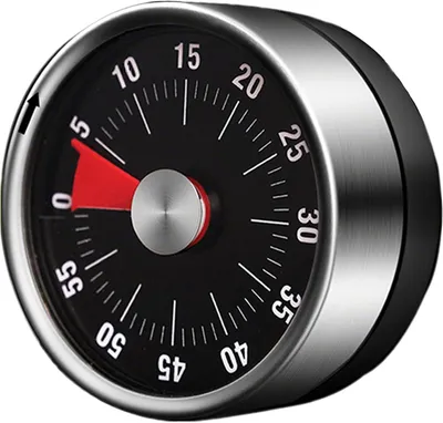 Imagen del producto de Temporizador de cocina mecánico, con imán, de 60 minutos, de acero inoxidable, para la cocina