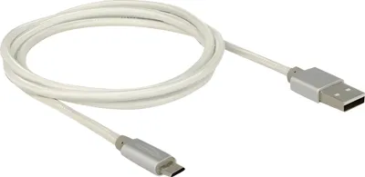 Obrázok produktu pre DeLOCK 1m USB 2.0-A/USB 2.0 Micro-B, 1 m, USB A, Micro-USB B, USB 2.0, Samec/samec, Biela