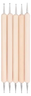 Produktbild von 5-teiliger Stift zum Zeichnen und Basteln mit Holzgriff, Edelstahl-Doppelspitze und Kugelspitze zum Prägen für Kunstprojekte