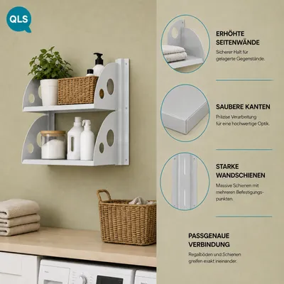 Produktbild von QLS Wandregal mit 2 Regalböden 40x25 cm aus Stahl für Garage Keller 11506, KI-generiertes Bild