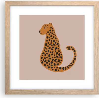Produktbild von Gerahmtes Poster - Rahmen in heller Eiche - Panther Grafik Leopard - 30x30 cm - Wand Bild - Wanddeko - Wandbilder - Kunstposter - Wandposter - Bilderrahmen - Bilder - Kunstdruck - P2NAC30x30-4893