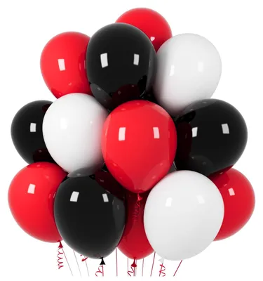 100 Latexballons Mat Schwarz Rot Weiß 30,5 cm Partydeko