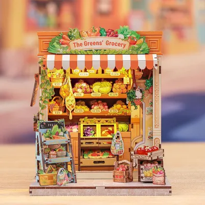 Image de Miniature maison – À construire soi-même – Épicerie– 301 pièces + éclairage LED