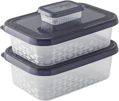 Produktbild von Essentiële BPA-vrije plastic voedselcontainers, verschillende maten, 3 Stück, schwarz.