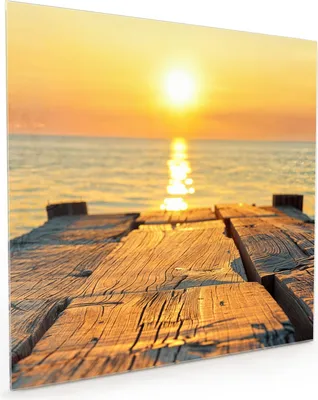 Produktbild von Küchenrückwand Spritzschutz Glas mit Motiv Sonnenuntergang Meer 40 x 40 cm