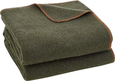 Image de Couverture de camping en laine 162 cm x 224 cm Chaude pour le camping, la randonnée, les voyages Vert armée