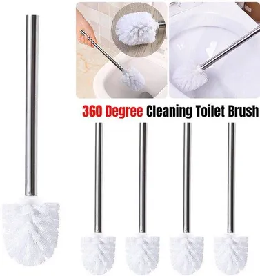 Image de Lot de 5 brosses de salle de bain en acier inoxydable blanc - Brosses de nettoyage de rechange