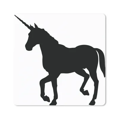 Produktbild von MuchoWow® Mauspad Mousepad Eine Illustration eines schwarzen Einhorns - Mädchen - Kind - Mädchen 20x20 cm - Mousepads - Maus Mat - Pad - Mausunterlage - Desk Mat - Bureauartikeln