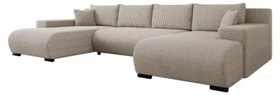 Produktbild von MIRJAN24 Ecksofa Nojan Cord, Wohnzimmer Eckcouch mit Bettkasten und Schlaffunktion, U-Form (Farbe: Poso 03)