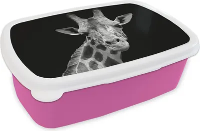 Produktbild von KitchenYeah® Lunchbox Brotzeit Brotdose 17x11 cm Giraffe - Wildtiere - Schwarz - Weiß - Porträt Kinder Brotzeitdose - Lunchpaket - Brotkasten  - Sandwich Box