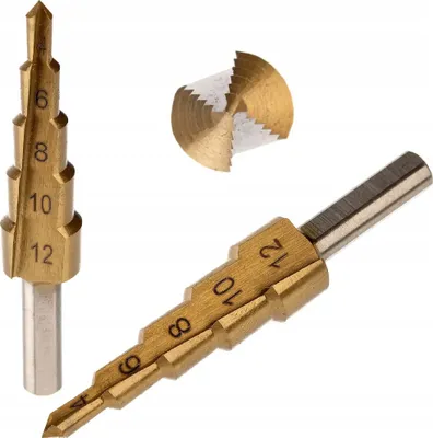 Produktbild von Stufenbohrer 4 - 12 mm Kegelbohrer HSS Konusbohrer Senker Titan