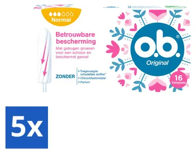 Produktbild von 5 x o.b. Original Normal Tampons - Vorteilspackung - 5 Stücke