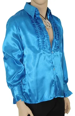 Produktbild von Rüschenhemd für Herren, blau Gr. S - XXL, Größe:L