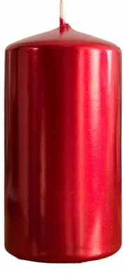 Produktbild von Pom Pom Candles Stumpenkerze Rot Metallic 12 cm