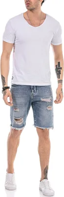 Produktbild von Red Bridge Herren Jeans Shorts Kurze Hose Denim Capri Distressed Basic